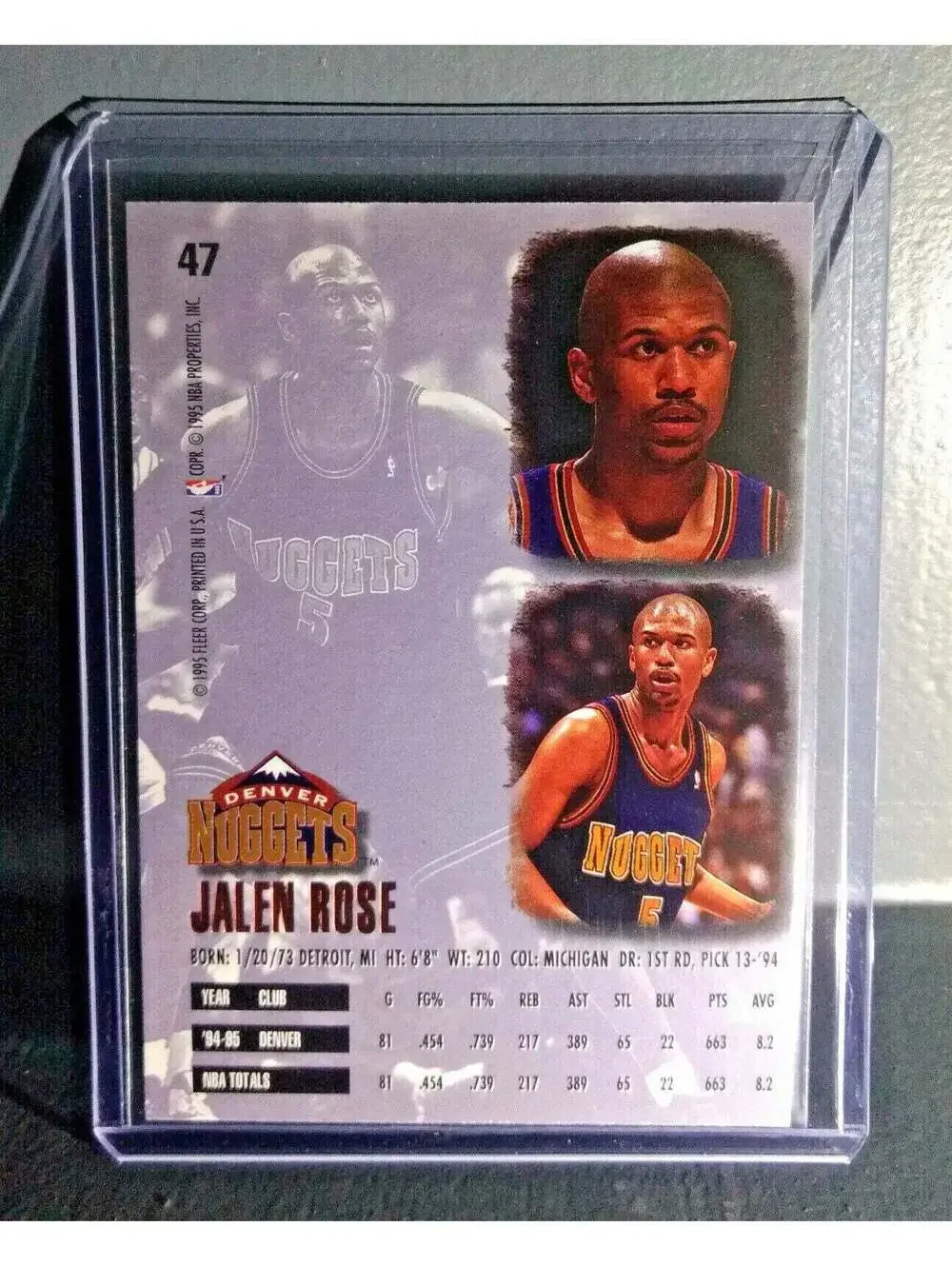 1995-96 Jalen Rose Fleer Ultra #47 Basketball Card
